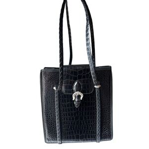 Vintage Brighton Croc Embossed Leather Shoulder Bag (1996)